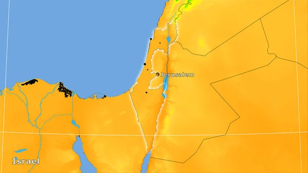 Israël Jaarlijkse Temperatuurkaart Stereografische Projectie Belangrijkste Samenstelling — Stockfoto