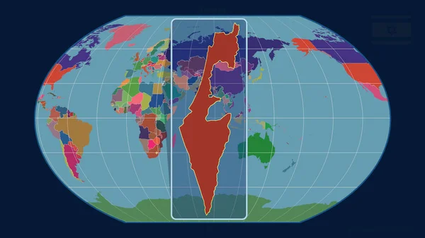 Přiblížený Pohled Izrael Rýsuje Perspektivními Liniemi Proti Globální Mapě Projekci — Stock fotografie