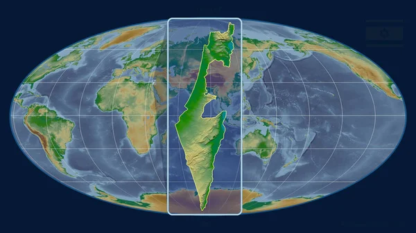 Vista Ampliada Del Contorno Israel Con Líneas Perspectiva Contra Mapa — Foto de Stock