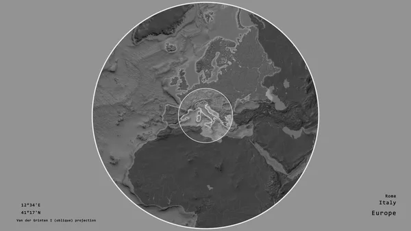 Zone Italie Marquée Cercle Sur Carte Grande Échelle Continent Isolé — Photo