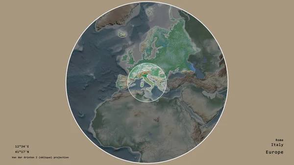 Zone Italie Marquée Cercle Sur Carte Grande Échelle Continent Isolé — Photo