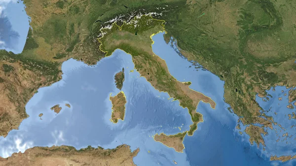 Italia Delineata Immagine Satellitare Alta Risoluzione — Foto Stock