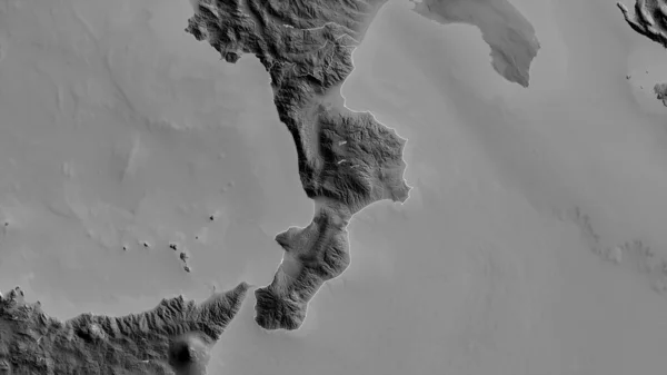 Calabria Region Italy Grayscaled Map Lakes Rivers Shape Outlined Its — Stock Photo, Image