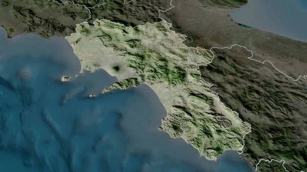 Kampanien Region Von Italien Vergrößert Und Hervorgehoben Satellitenbilder Rendering — Stockfoto