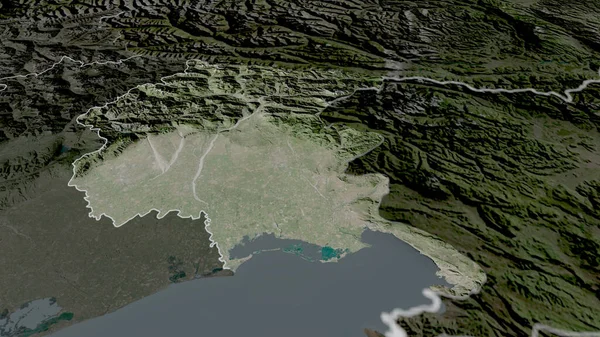 Фриули Венеция Джулия Автономный Регион Италии Увеличенный Выделенный Спутниковые Снимки — стоковое фото