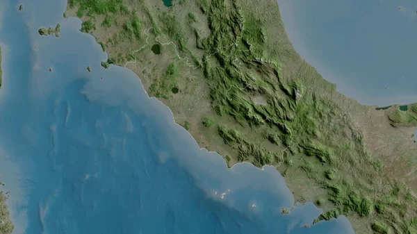Latium Region Italien Satellitenbilder Umrissen Gegen Das Land Rendering — Stockfoto