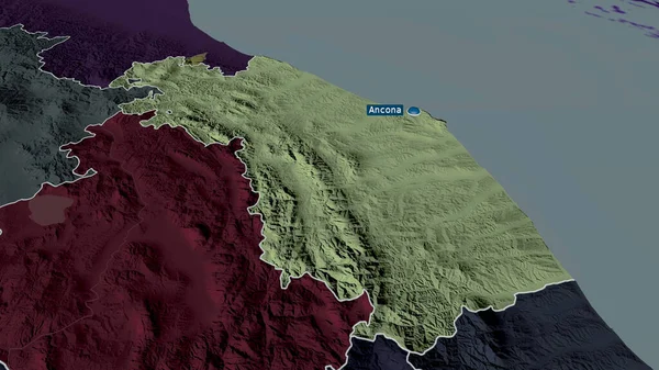 Marcas Región Italia Zoomed Destacó Con Capital Mapa Coloreado Tocado —  Fotos de Stock