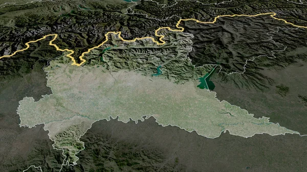 Lombardie Région Italie Zoomé Mis Évidence Imagerie Satellite Rendu — Photo