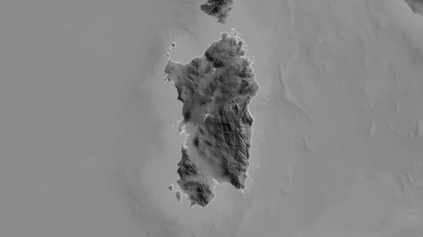 Cerdeña Región Autónoma Italia Mapa Escala Grises Con Lagos Ríos — Foto de Stock