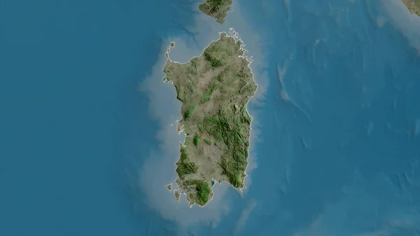 Sardegna Région Autonome Italie Imagerie Satellite Forme Tracée Contre Zone — Photo