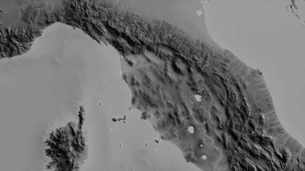 トスカーナ イタリアの地域 湖や川とグレースケールの地図 形状は その国の領域に対して概説 3Dレンダリング — ストック写真