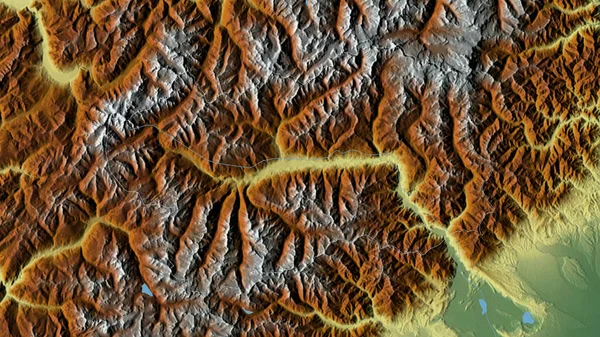 Valle Aosta Autonomous Region Italy Colored Relief Lakes Rivers Shape — Stock Photo, Image