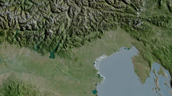 Veneto Regionen Italien Satellitbilder Form Som Skisseras Mot Dess Landområde — Stockfoto