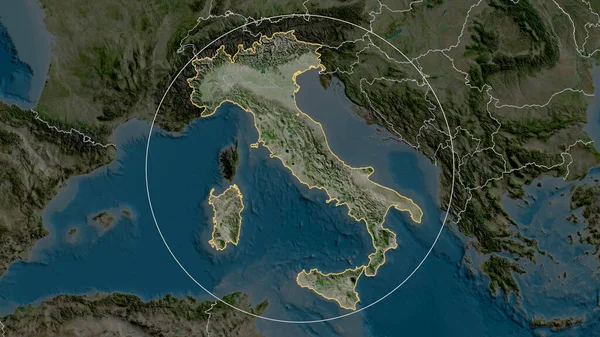 意大利变焦并盘旋 卫星图像 3D渲染 — 图库照片