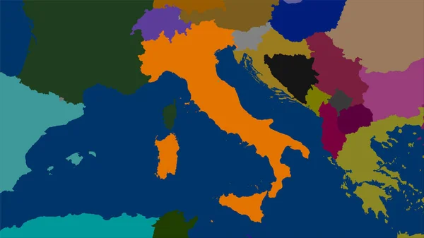 Italia Area Sulla Mappa Delle Divisioni Amministrative Nella Proiezione Stereografica — Foto Stock