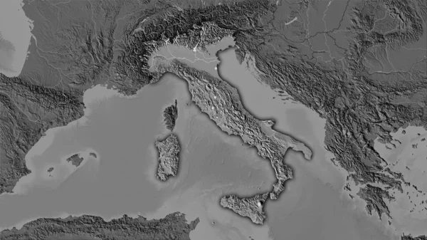 Area Italia Sulla Mappa Elevazione Bilivello Nella Proiezione Stereografica Composizione — Foto Stock