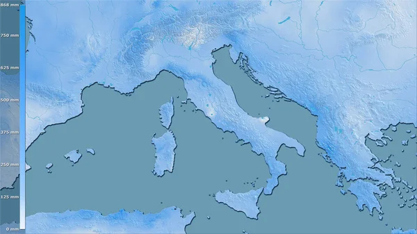 Precipitación Del Cuarto Más Frío Dentro Del Área Italia Proyección —  Fotos de Stock