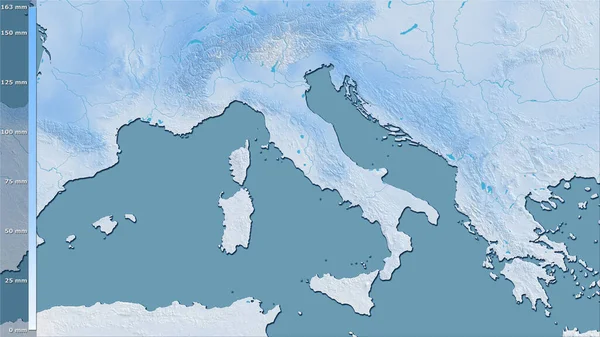 Précipitations Des Mois Les Secs Dans Zone Italie Dans Projection — Photo