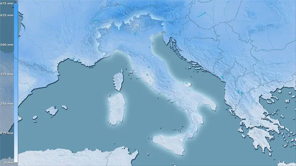 Precipitación Del Cuarto Más Cálido Dentro Zona Italia Proyección Estereográfica —  Fotos de Stock