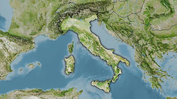 Italien Område Satelliten Karta Stereografisk Projektion Sammansättning Raster Lager Med — Stockfoto