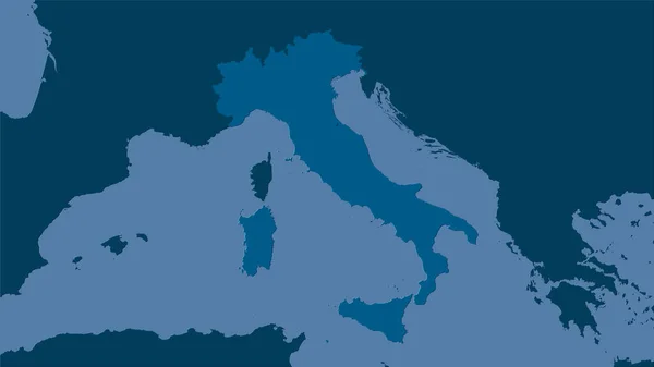 立体投影のソリッドマップ上のイタリアエリア ラスター層の生の組成 — ストック写真