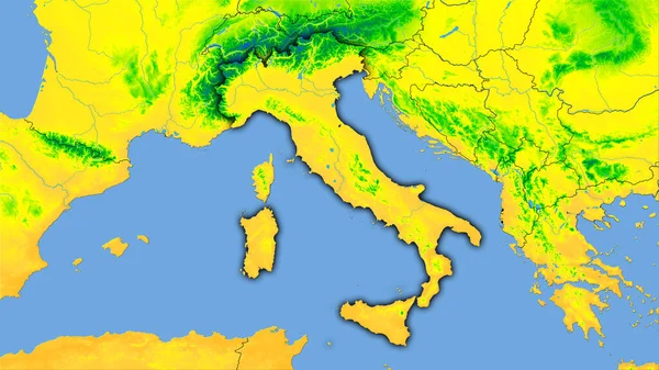 Площа Італії Щорічній Температурній Карті Стереографічній Проекції Сира Композиція Растрових — стокове фото