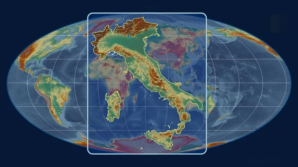 Vista Ampliada Del Esquema Italia Con Líneas Perspectiva Frente Mapa — Foto de Stock
