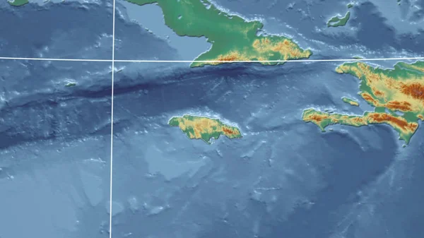 牙买加 邻里关系 遥远的远景与国家的轮廓 地形起伏图 — 图库照片