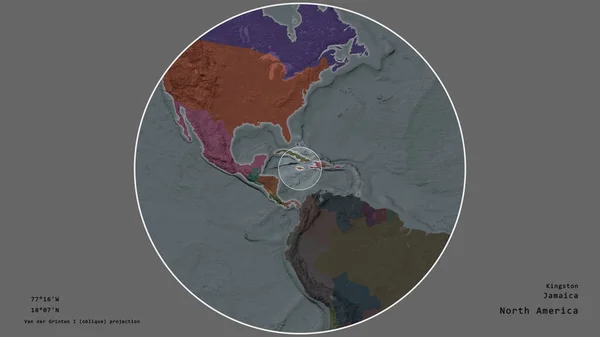 Zone Jamaïque Marquée Cercle Sur Carte Grande Échelle Continent Isolé — Photo