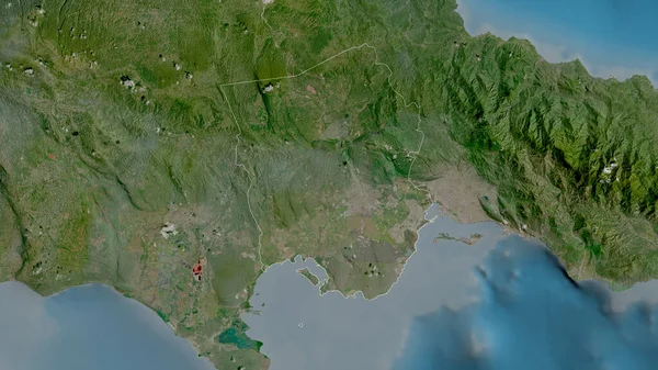 圣凯瑟琳 牙买加教区 卫星图像 形状与它的国家相对应 3D渲染 — 图库照片