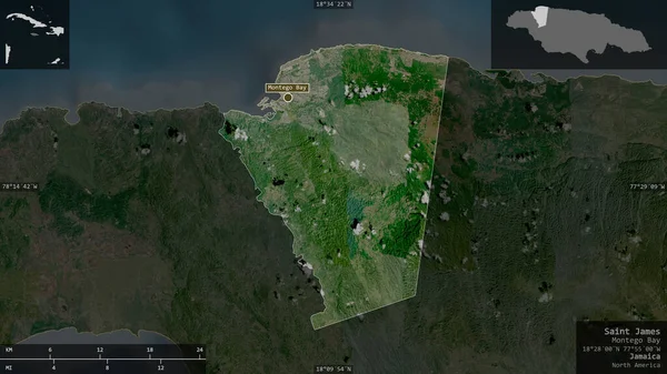 Saint James Parochie Van Jamaica Satellietbeelden Vorm Gepresenteerd Tegen Zijn — Stockfoto