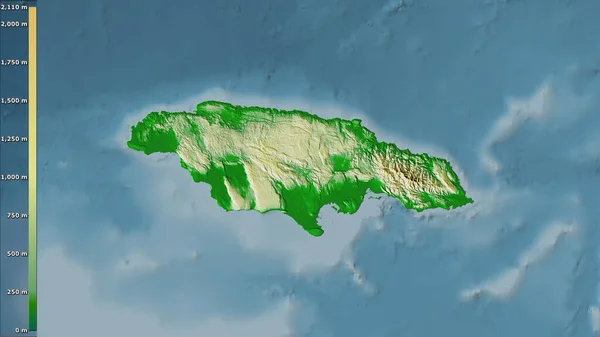 Mappa Fisica All Interno Dell Area Giamaicana Nella Proiezione Stereografica — Foto Stock