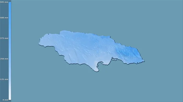 牙买加地区内最寒冷的地区在立体投影中的降水量与图例 光栅层的原始成分 — 图库照片