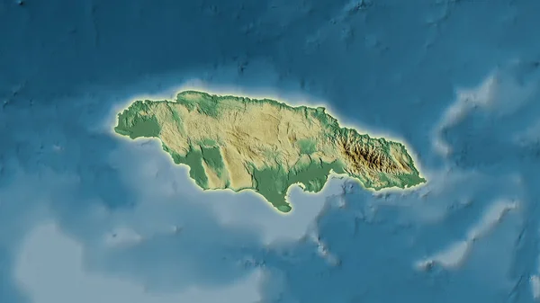 Jamaika Gebiet Auf Der Topographischen Reliefkarte Der Stereographischen Projektion Rohzusammensetzung — Stockfoto