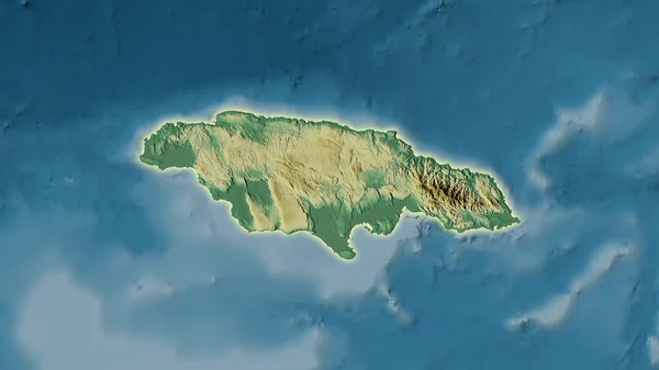 Jamaica Terület Topográfiai Domborzati Térképen Sztereográfiai Vetítés Nyers Összetétele Raszter — Stock Fotó