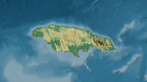 立体投影地形图上的牙买加地区 栅格层的原始组成 — 图库照片