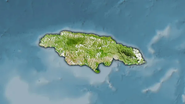 Jamaica Område Satelliten Karta Stereografisk Projektion Sammansättning Raster Lager Med — Stockfoto