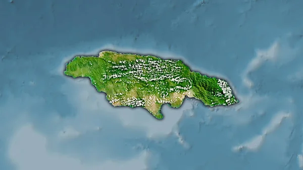 Територія Ямайки Супутниковій Карті Стереографічній Проекції Сира Композиція Растрових Шарів — стокове фото