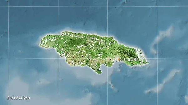 Jamaica Área Mapa Satélite Projeção Estereográfica Composição Principal — Fotografia de Stock