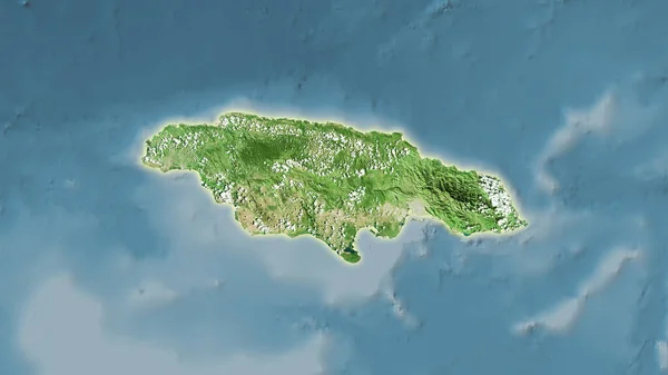 Jamaica Område Satellit Kartan Stereografisk Projektion Sammansättning Raster Lager Med — Stockfoto