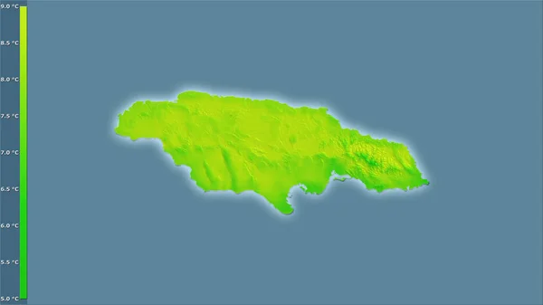 Genomsnittlig Dygnstemperaturvariation Inom Jamaica Området Stereografisk Projektion Med Legend Sammansättning — Stockfoto