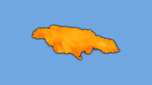 立体投影の年間温度マップ上のジャマイカエリア 暗い輝く輪郭を持つラスター層の生の組成 — ストック写真