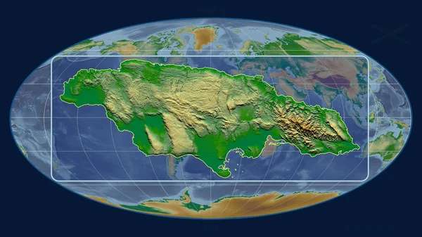 Vista Ampliada Jamaica Esboço Com Linhas Perspectiva Contra Mapa Global — Fotografia de Stock