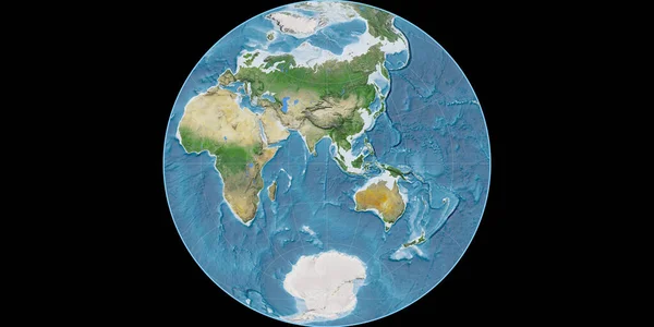 Mapa Mundo Projeção James Azimuthal Centrada Longitude Leste Imagens Satélite — Fotografia de Stock
