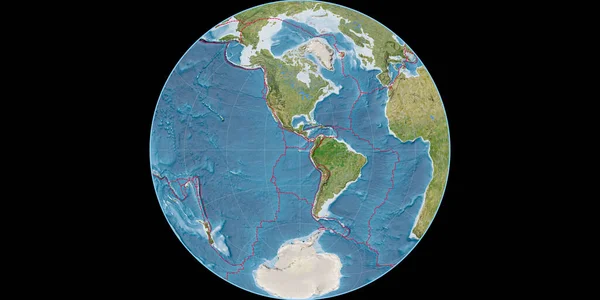 Mapa Świata Projekcji Jamesa Azimuthala Skupiona Zachodniej Długości Geograficznej Obrazy — Zdjęcie stockowe