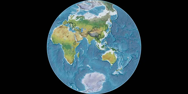 Mapa Mundial Proyección James Azimuthal Centrado Longitud Este Características Principales —  Fotos de Stock