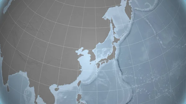 Японія Сусід Далека Перспектива Обрисів Мапа Висот — стокове фото