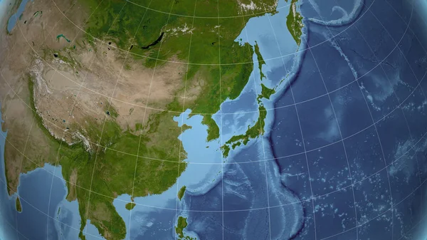 Японія Сусід Далека Перспектива Обрисів Супутникові Знімки — стокове фото
