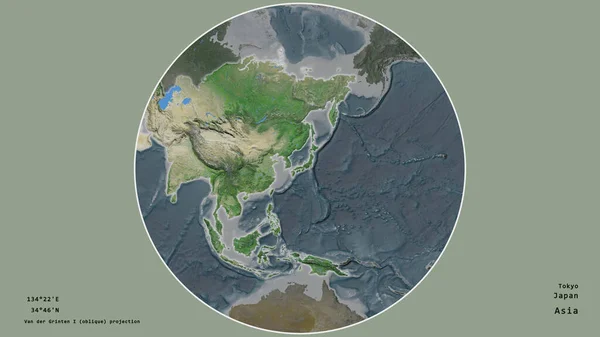 Территория Японии Сосредоточена Кругу Окружающем Континент Ненасыщенном Фоне Приведены Основные — стоковое фото