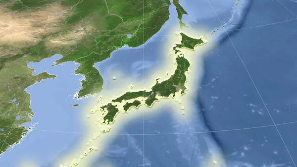 Japon Son Voisinage Perspective Oblique Distante Forme Rayonnante Imagerie Satellite — Photo